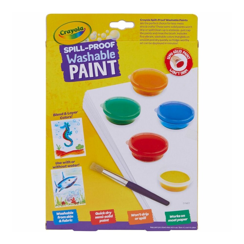 Crayola Spill Proof Washable Paint Set - 5 Color(s) - Washable - 1 Kit. Picture 10