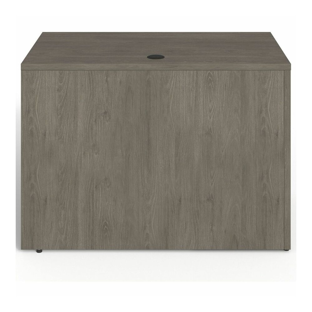 Lorell Prominence 2.0 Left Return - Rectangle - 29" Height x 42" Width x 24" Depth, 1" Thickness Top - Total Drawer(s): 2 - Band Edge - Material: Particleboard - Finish: Gray Elm, Thermofused Melamine. Picture 9