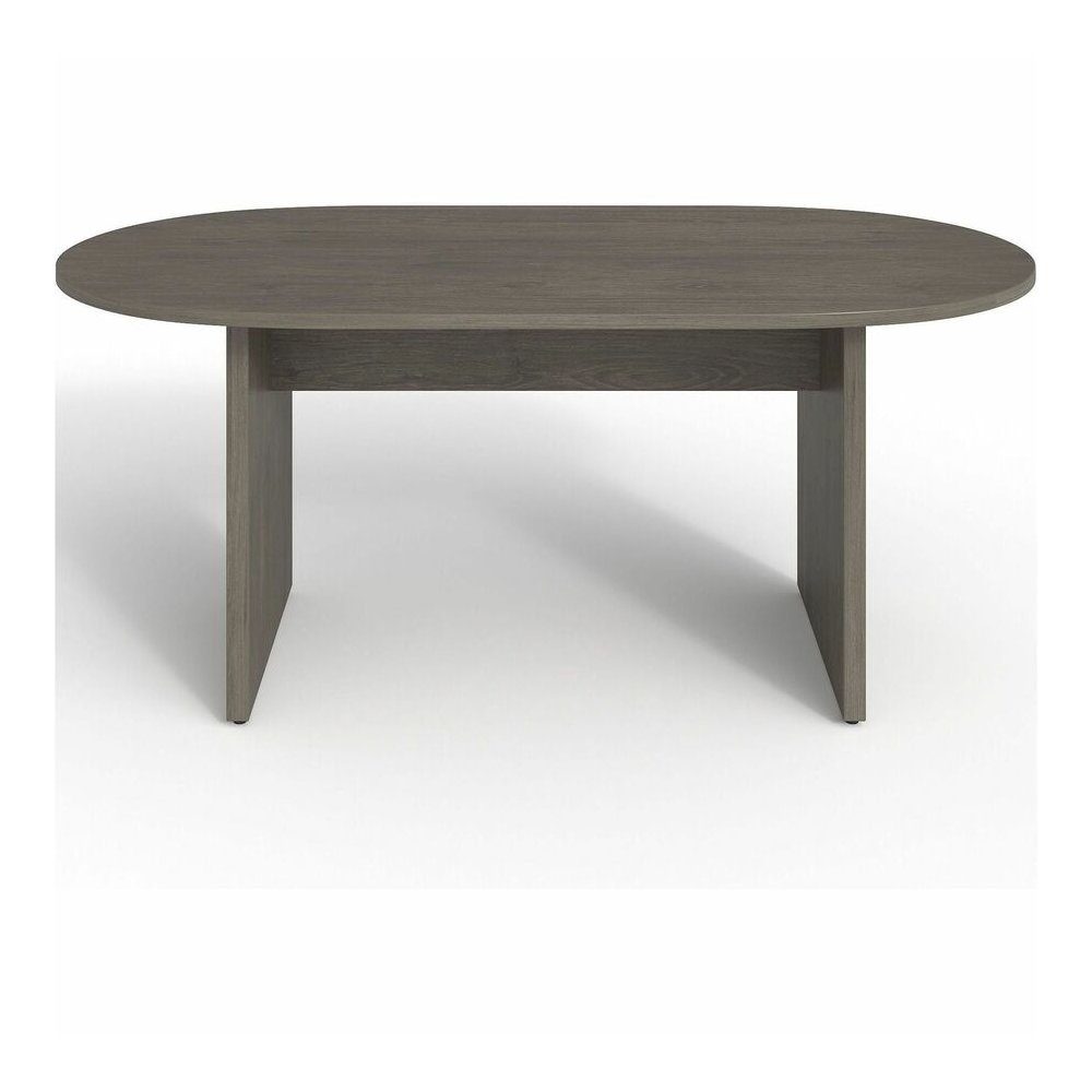 Lorell Prominence 2.0 Racetrack Conference Table - Oval - 29" Height x 72" Width x 36" Depth, 1" Thickness Top - Material: Particleboard - Finish: Gray - Durable, Mar Resistant, Burn Resistant, Impact. Picture 9