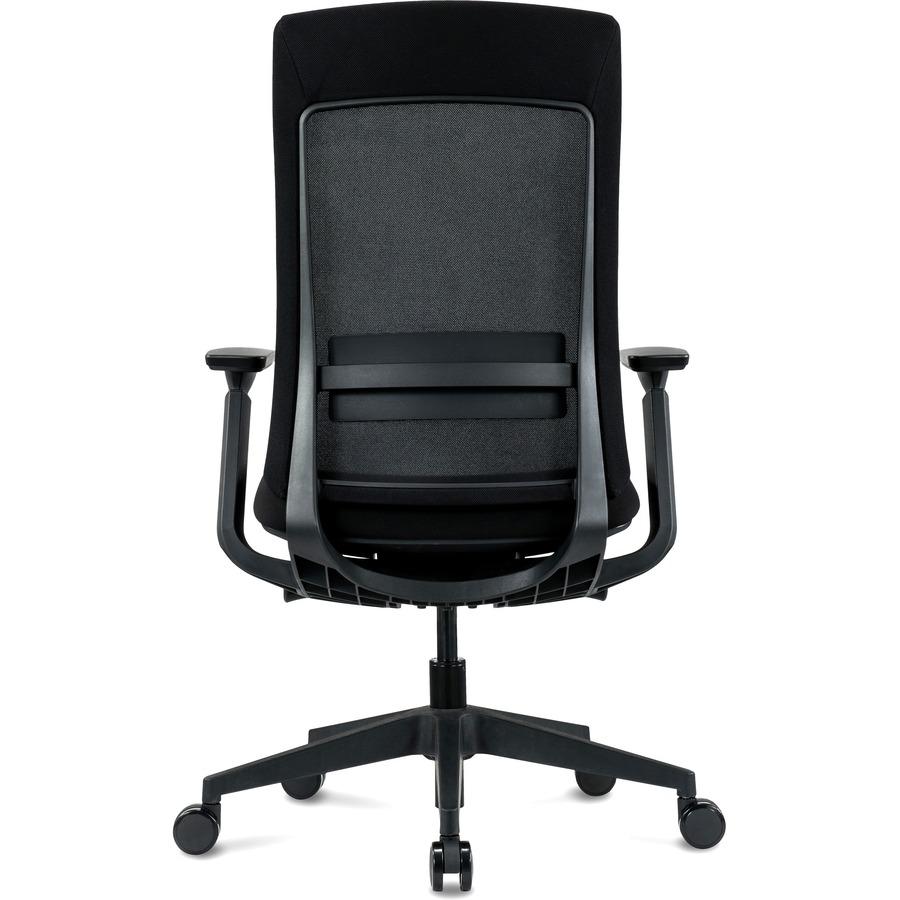Eurotech Elevate Chair - Black Fabric Seat - Black Mesh Back - Black Frame - 5-star Base - Armrest - 1 Each. Picture 3