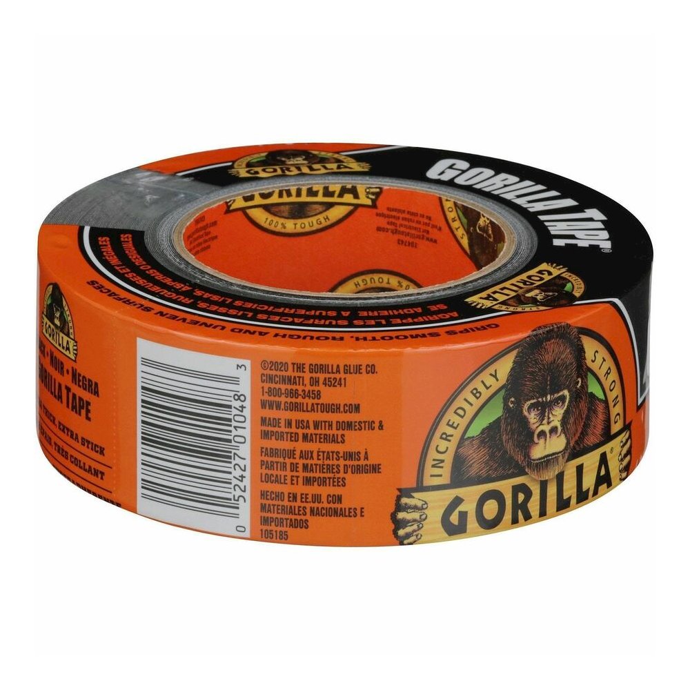 Gorilla Tape - 30 yd Length x 1.88" Width - Black - Weather Resistant, Moisture Resistant, UV Resistant, Temperature Resistant - For Project, Repairing, Indoor, Outdoor, Smooth Surface, Rough Surface,. Picture 6