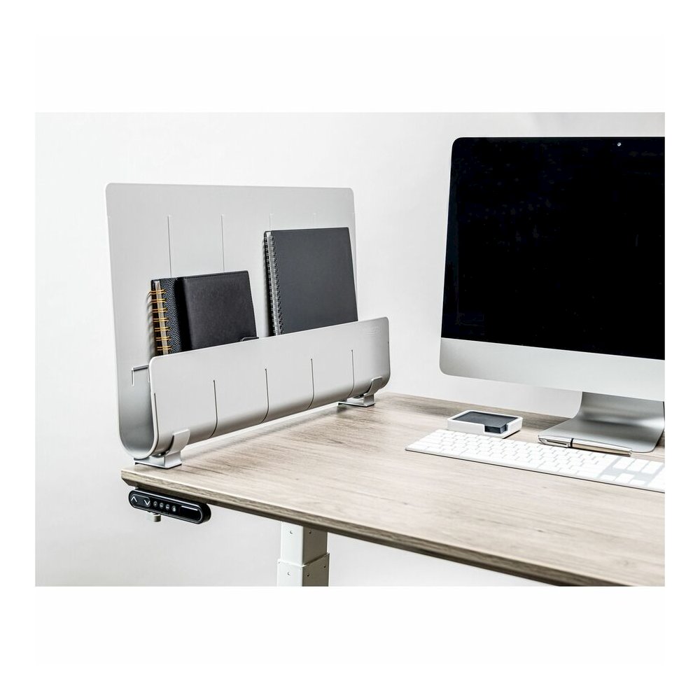 Deflecto Standing Desk Privacy Panel Organizer - 16.35" Height x 24" Width x 2.70" Depth - Gray - Acrylonitrile Butadiene Styrene (ABS) - 1 Each. Picture 11