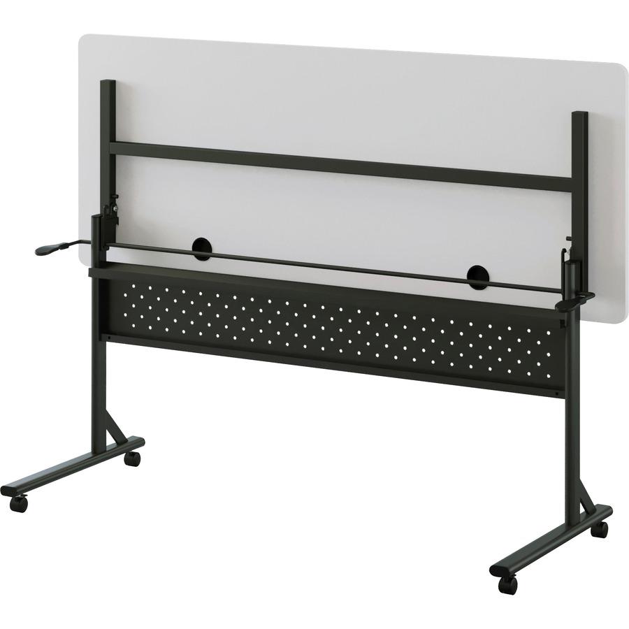 Lorell Shift 2.0 Flip and Nesting Mobile Table - Laminated Rectangle Top - 198 lb Capacity - 60" Table Top Length x 24" Table Top Width x 1" Table Top Thickness - 29.50" Height - Assembly Required - G. Picture 10