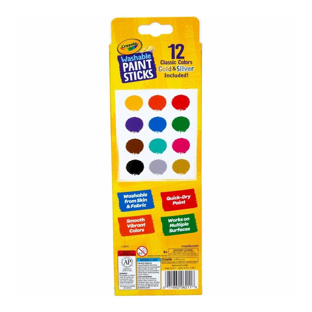 Crayola Project Quick-Dry Paint Sticks - Stick - 12 Color(s) - Assorted - 0.28 fl oz - Washable - 12 / Pack. Picture 6