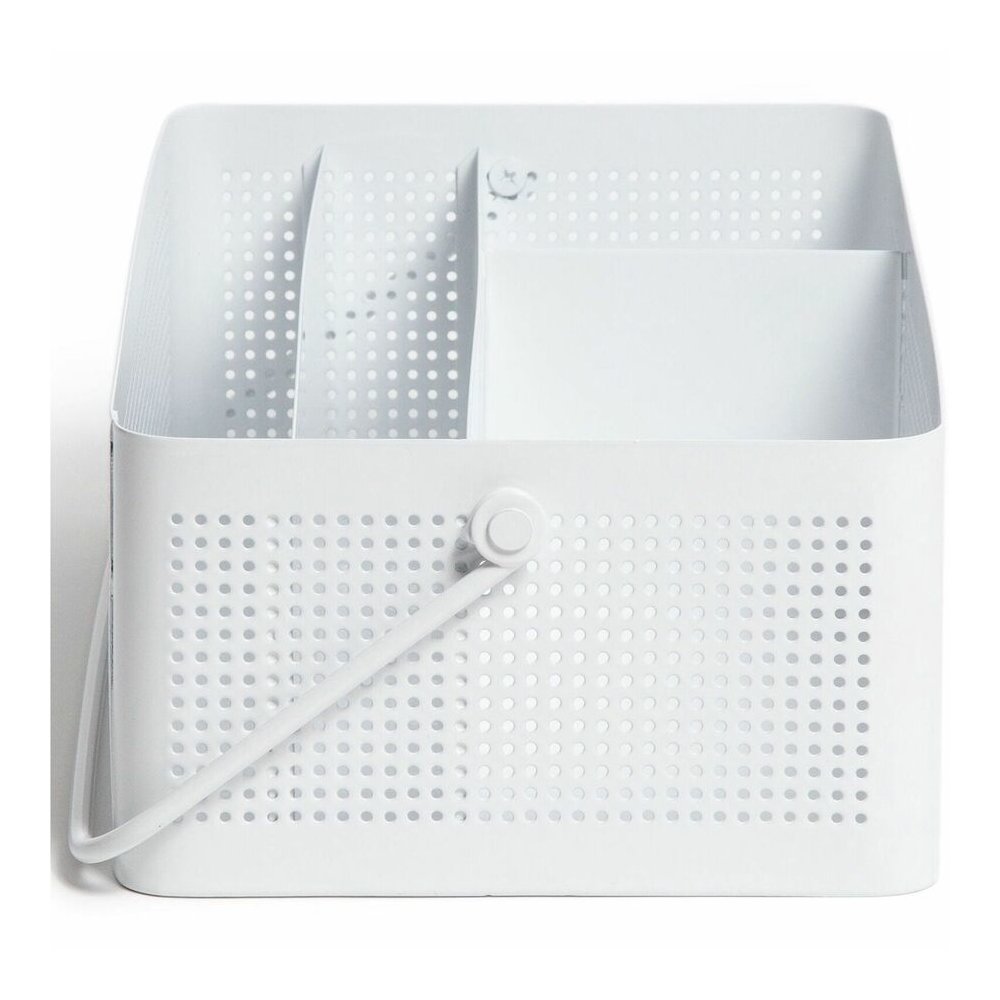 U Brands Modern Perforated Metal Desk Caddy - 4 Compartment(s) - 3.90" Height x 12.30" Width x 6.90" Depth - Durable, Portable, Handle - White - Metal - 1 Each. Picture 8