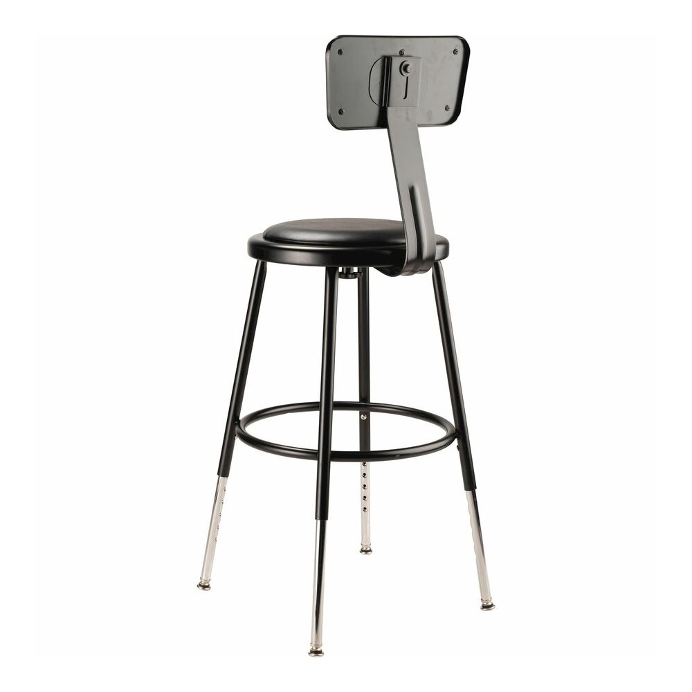National Public Seating 6400 Series Heavy-Duty Padded Stools - Black Seat Color - Vinyl, Medium Density Fiber (MDF) Seat Material - Black Frame Color - Steel Frame Material - Four-legged Base - Black . Picture 10