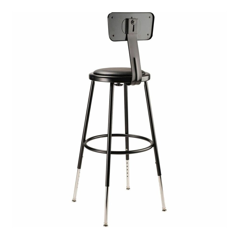 National Public Seating 6400 Series Heavy-Duty Padded Stools - Black Seat Color - Vinyl, Medium Density Fiber (MDF) Seat Material - Black Frame Color - Steel Frame Material - Four-legged Base - Black . Picture 5
