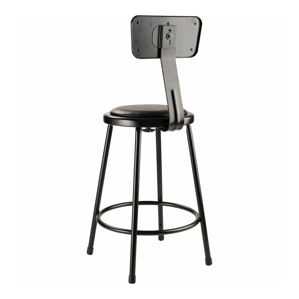 National Public Seating 6400 Series Heavy-Duty Padded Stools - Black Seat Color - Vinyl, Medium Density Fiber (MDF) Seat Material - Black Frame Color - Steel Frame Material - Four-legged Base - Black . Picture 9