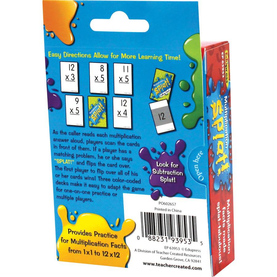 Teacher Created Resources Math Splat Multiplication - 225 Card(s) - Learning - Educational - 1 Each. Picture 4