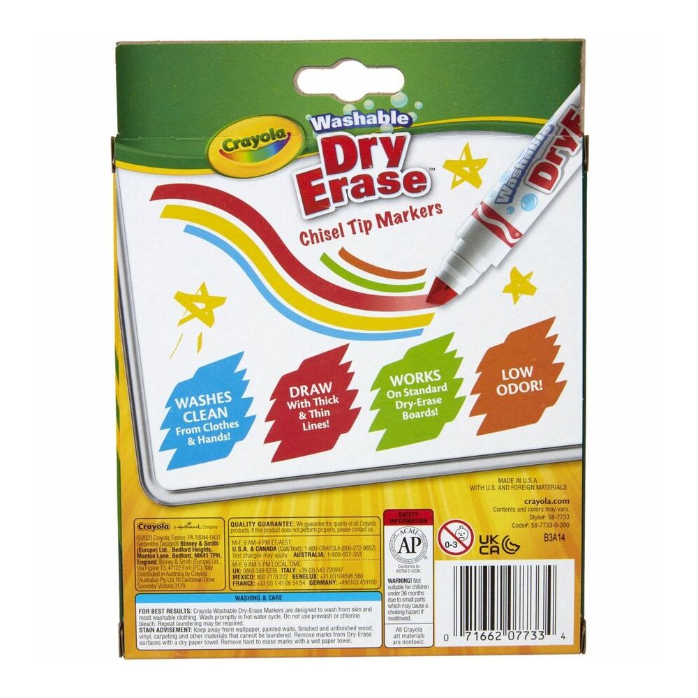 Crayola Washable Dura-Wedge Tip Dry-Erase Markers - Erasable - Washable - 10 / Pack. Picture 9