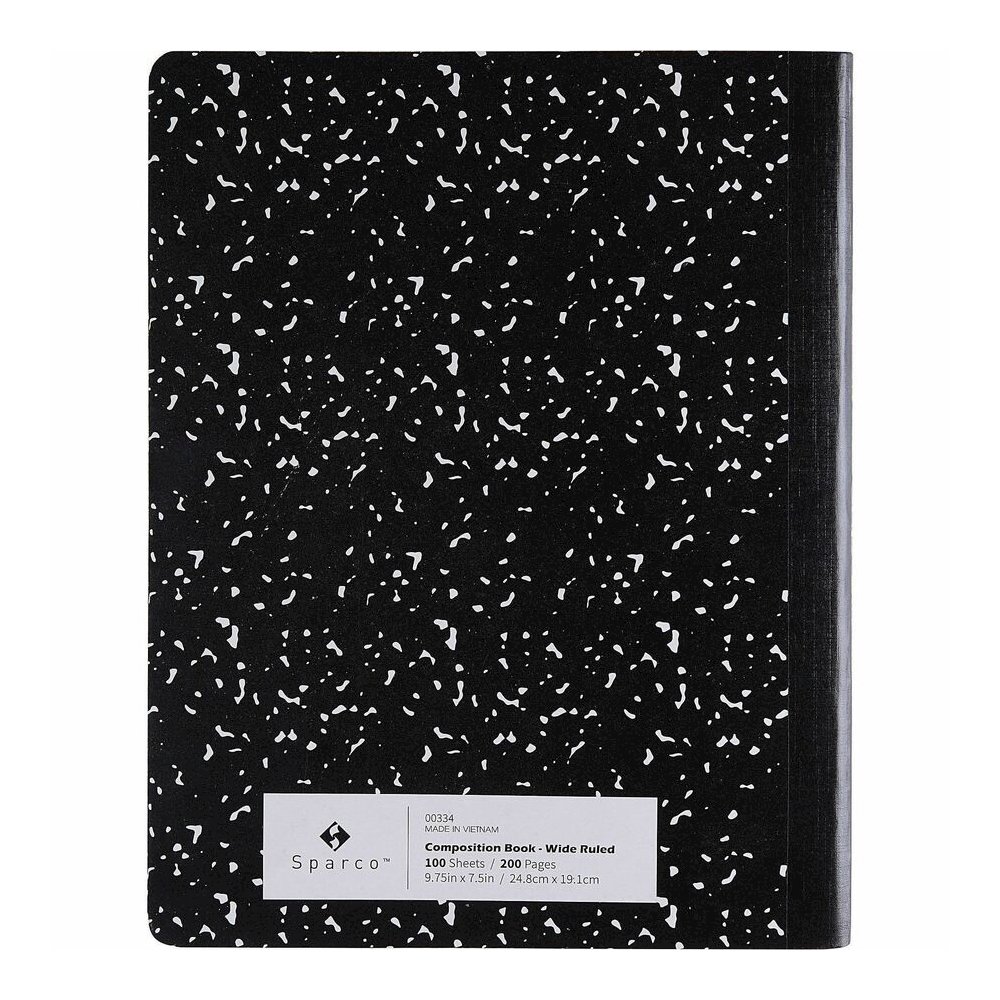 Sparco Composition Notebook - 100 Sheets - Letter - Black Cover - 12 / Pack. Picture 9
