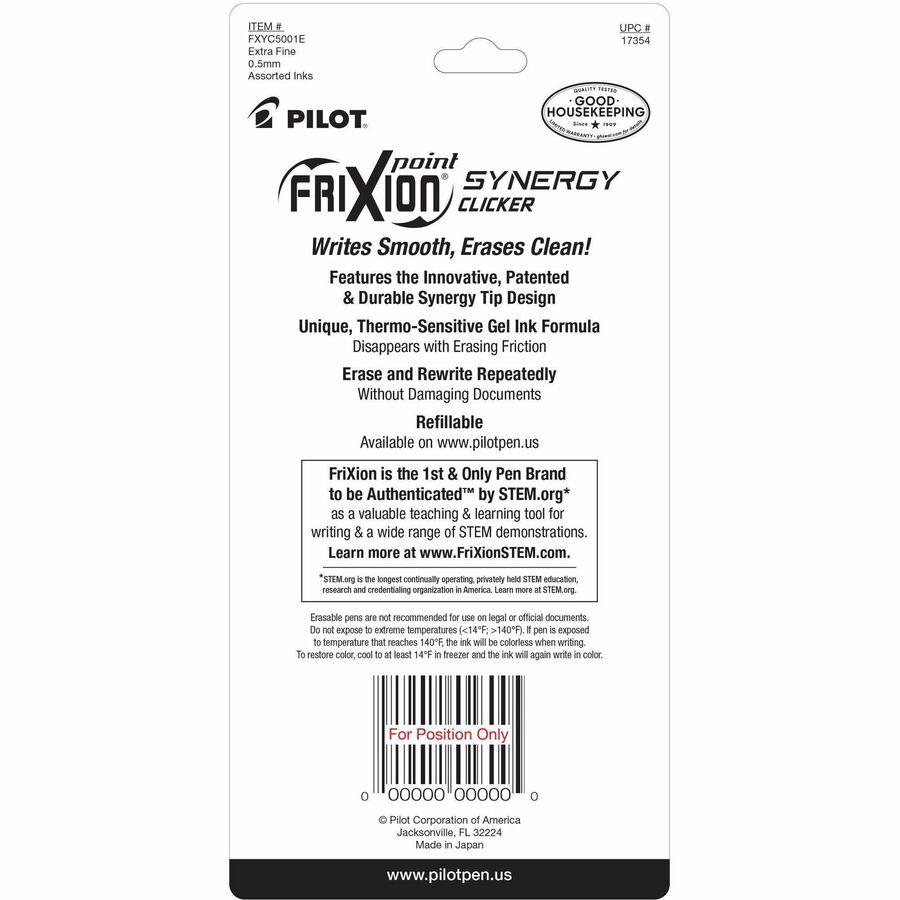 FriXion Erasable Gel Pens - Retractable - Erasable - Assorted Ink - Document, Writing - 5 / Pack. Picture 3