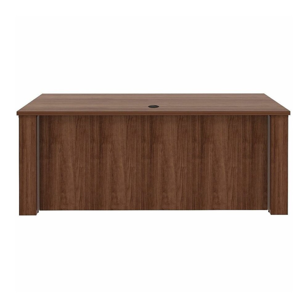 Lorell Essentials 72" Sit-to-Stand Desk Shell - 49" Height x 72" Width x 29" Depth, 1" Thickness Top - Finish: Walnut, Laminate - Walnut, Laminate Table Top - Laminated, Cam Lock, Durable, Grommet, Co. Picture 10