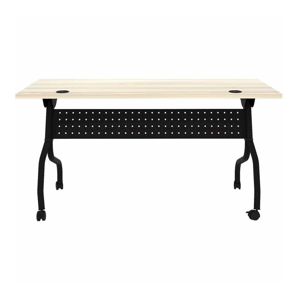 Lorell Modern Elm/Black Flip-Up Training Tables - Melamine Top - Black Four Leg Base - 4 Legs - 60" Table Top Width x 23.60" Table Top Depth - 29.50" Height - Training - Assembly Required - Modern Elm. Picture 11
