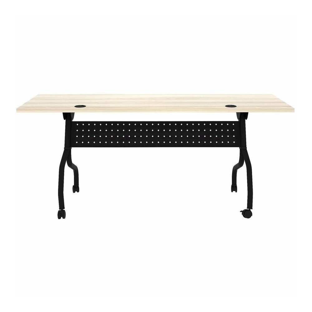 Lorell Modern Elm/Black Flip-Up Training Tables - Melamine Top - Black Four Leg Base - 4 Legs - 72" Table Top Width x 23.60" Table Top Depth - 29.50" Height - Training - Assembly Required - Modern Elm. Picture 11