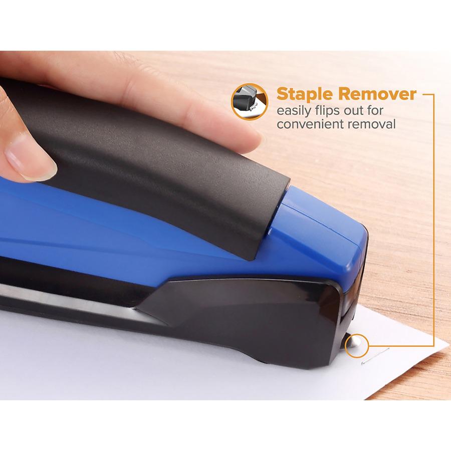 Bostitch InPower Spring-Powered Antimicrobial Desktop Stapler - Staples Upto 20 Sheet - Holds Upto 210 Staple - Full Strip - 4.50" Throat Depth - Blue - Rubber - 1 Each. Picture 8