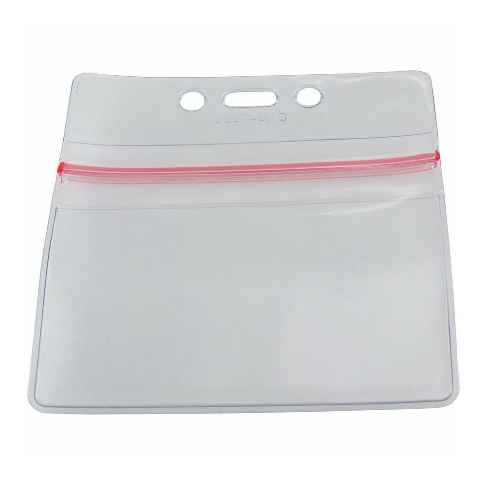 SICURIX Badge Holder - Support 3.75" x 2.62" Media - Horizontal - Vinyl - Clear - Zipper Lock - 50 / Pack. Picture 6