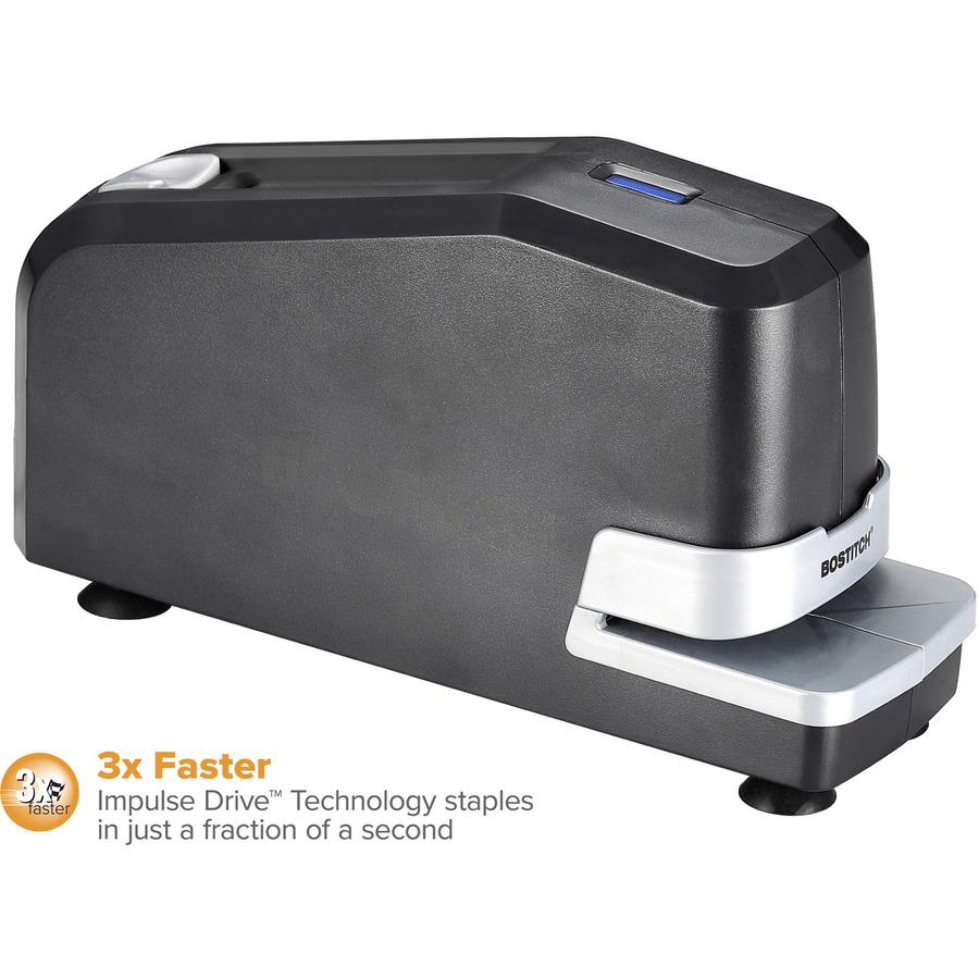 Bostitch Impulse 25 Electric Stapler - 25 Sheets Capacity - 210 Staple Capacity - Full Strip - 1/4" Staple Size - 1 Each - Black. Picture 11