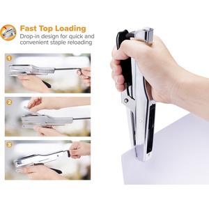 Bostitch Plier Stapler - 20 Sheets Capacity - 210 Staple Capacity - Full Strip - 1/4" Staple Size - 1 Each - Chrome. Picture 5