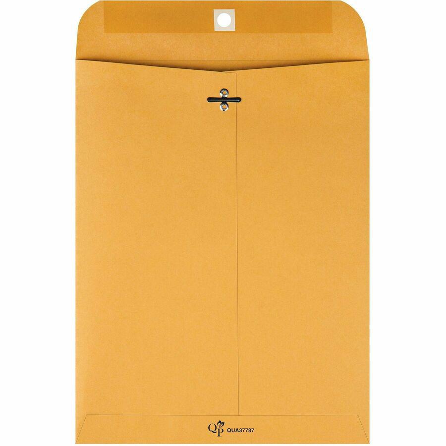 Quality Park 8-3/4 x 11-1/2 Extra Heavy-duty Clasp Envelopes - Clasp - 8 3/4" Width x 11 1/2" Length - 32 lb - Gummed - Cameo - Kraft - 100 / Box. Picture 5