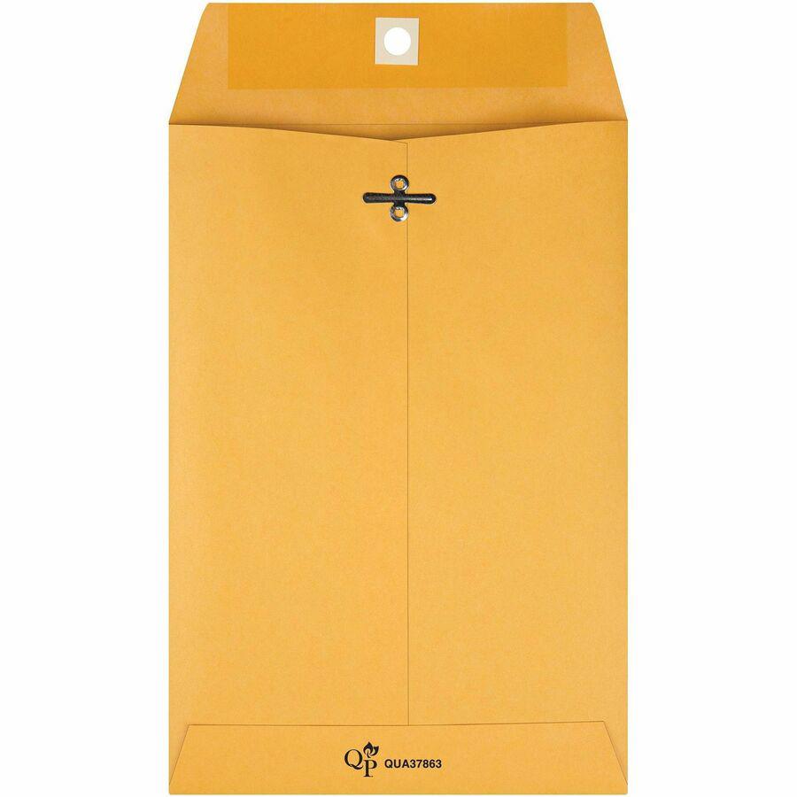 Quality Park 6-1/2 x 9-1/2 Clasp Envelopes ith Deeply Gummed Flaps - Clasp - #63 - 6 1/2" Width x 9 1/2" Length - 28 lb - Gummed - Kraft - Kraft - 100 / Box. Picture 5