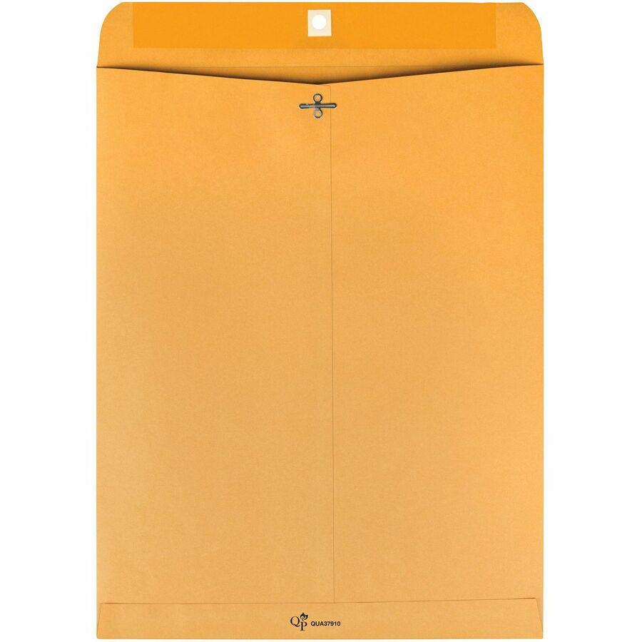 Quality Park 12 x 15-1/2 Clasp Envelope with Deeply Gummed Flaps - Clasp - #110 - 12" Width x 15 1/2" Length - 28 lb - Gummed - Kraft - Kraft - 100 / Box. Picture 5