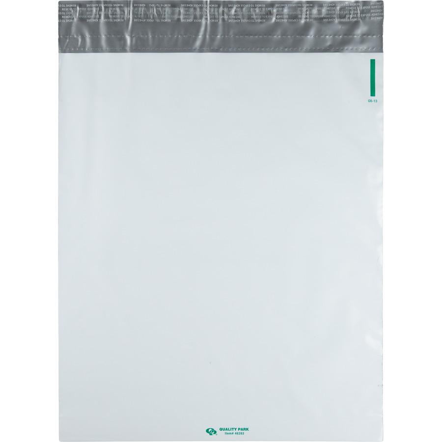 Quality Park Open-End Poly Expansion Mailers - Expansion - 13" Width x 16" Length - 2" Gusset - Self-sealing - White - Polyethylene - 100 / Carton. Picture 5