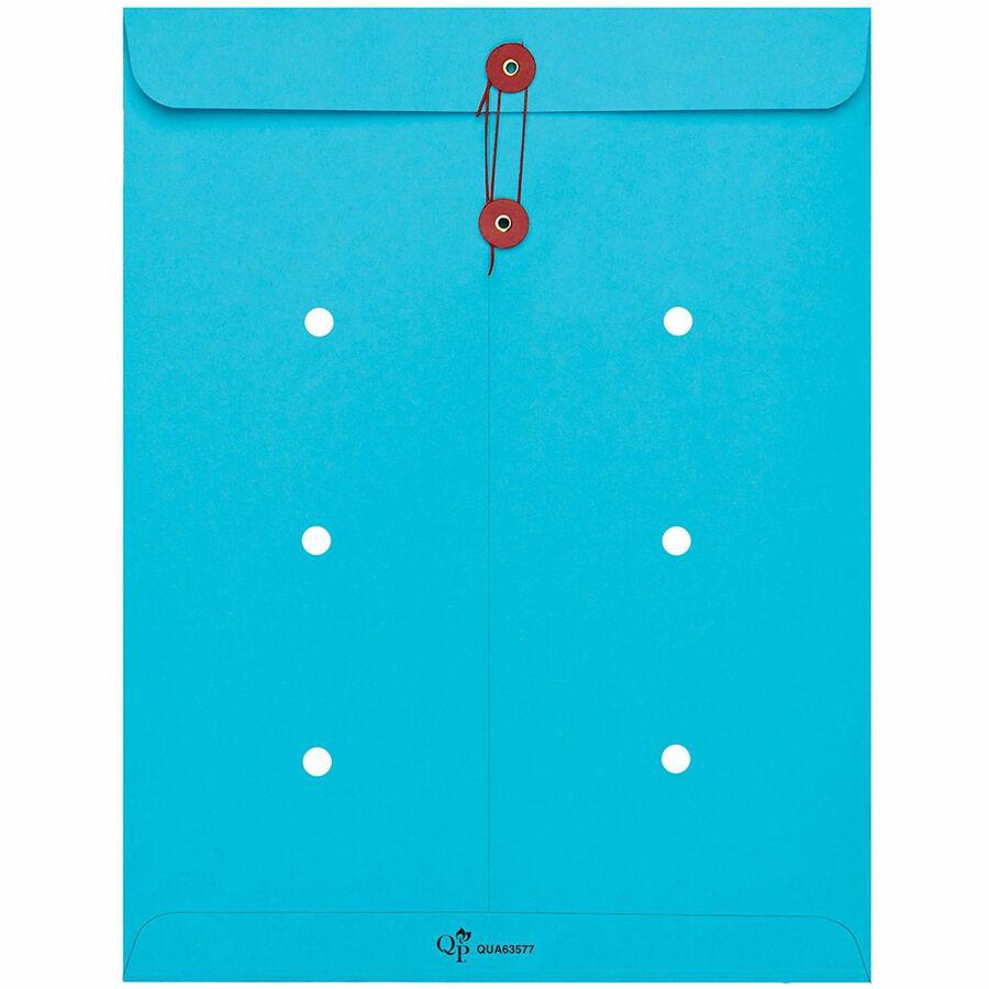 Quality Park 10 x 13 Inter-Departmental Envelopes - Inter-department - 10" Width x 13" Length - 28 lb - String/Button - Blue - 100 / Box. Picture 5