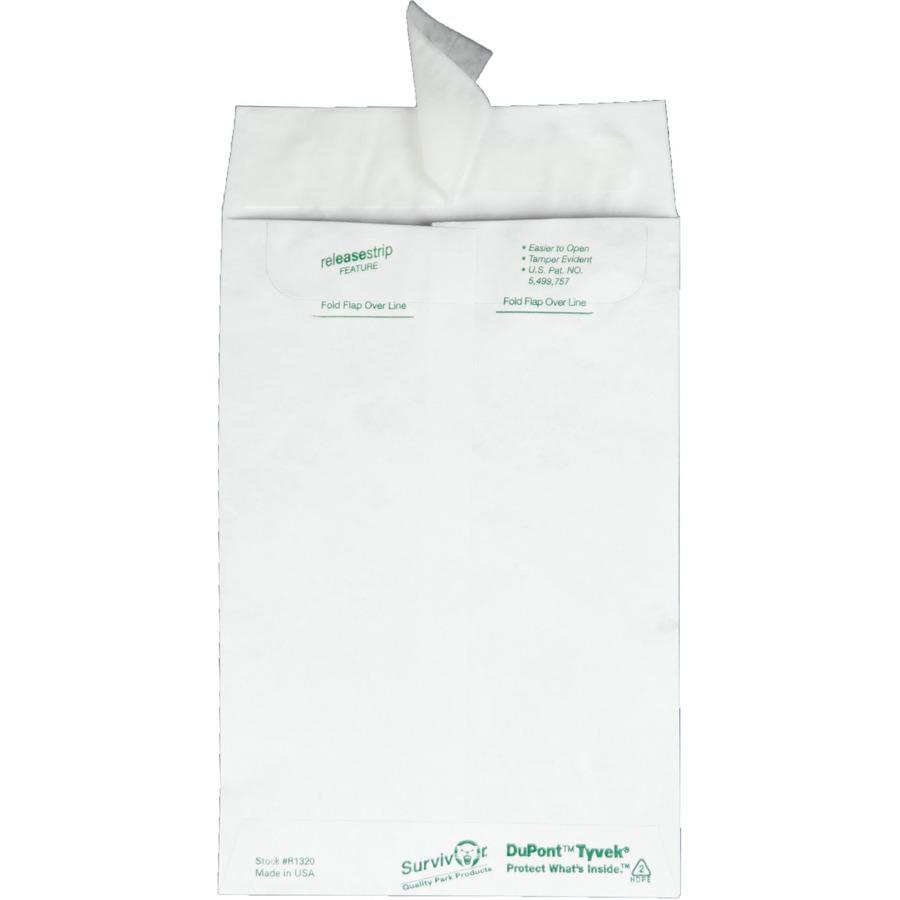 Survivor&reg; 6 x 9 Catalog Mailers with Self-Seal Closure - Catalog - #1 - 6" Width x 9" Length - 14 lb - Peel & Seal - White - Tyvek - 100 / Box. Picture 9
