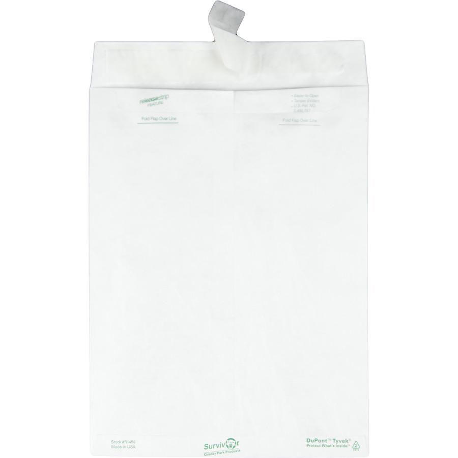 Survivor&reg; 9 x 12 DuPont Tyvek Catalog Mailers with Self-Sealing Closure - Catalog - #10 1/2 - 9" Width x 12" Length - 14 lb - Peel & Seal - White - Tyvek - 100 / Box. Picture 7