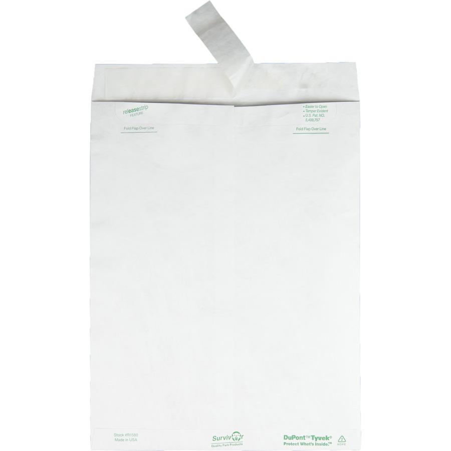 Survivor&reg; 10 x 13 DuPont Tyvek Catalog Mailer with Self-Sealing Closure - Catalog - #13 1/2 - 10" Width x 13" Length - 14 lb - Peel & Seal - White - Tyvek - 100 / Box. Picture 6