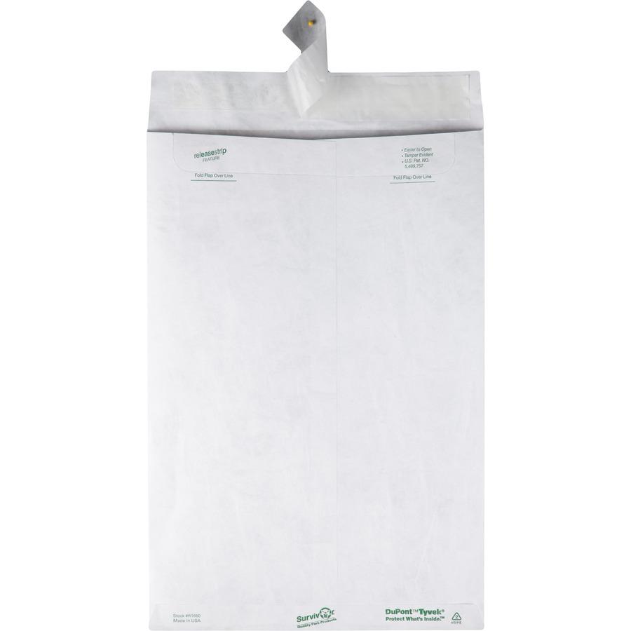 Survivor&reg; 10 x 15 DuPont Tyvek Catalog Mailers - Catalog - 10" Width x 15" Length - 14 lb - Peel & Seal - White - Tyvek - 100 / Box. Picture 10
