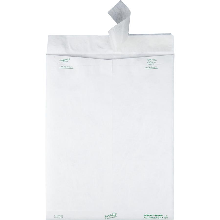 Survivor&reg; 12 x 15-1/2 DuPont Tyvek Catalog Mailers - Catalog - #15 1/2 - 12" Width x 15 1/2" Length - 14 lb - Peel & Seal - White - Tyvek - 100 / Box. Picture 3