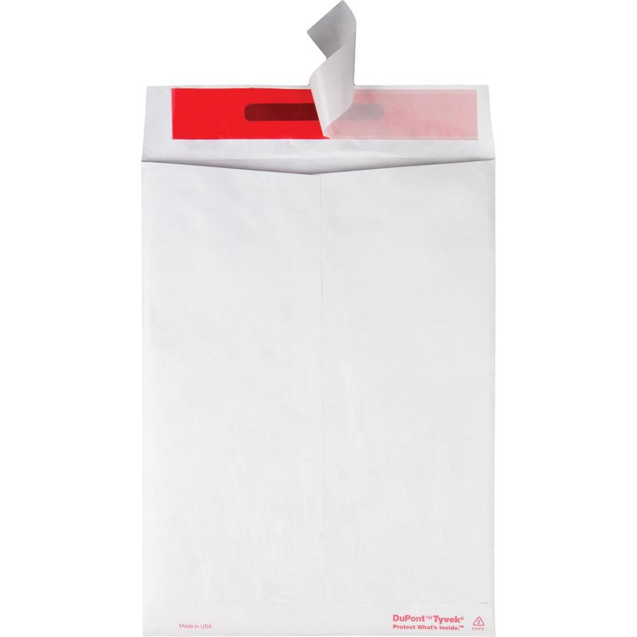 Survivor&reg; 9 x 12 DuPont Tyvek Tamper Indicating Panel Catalog Mailers - Security - 9" Width x 12" Length - 14 lb - Peel & Seal - White - Tyvek - 100 / Box. Picture 6