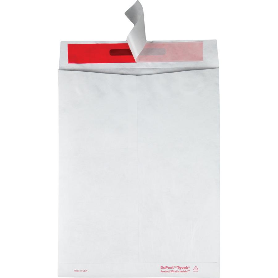 Survivor&reg; 10 x 13 DuPont Tyvek Tamper Indicating Panel Catalog Mailers - Security - 10" Width x 13" Length - 14 lb - Peel & Seal - Tyvek - 100 / Box - White. Picture 6