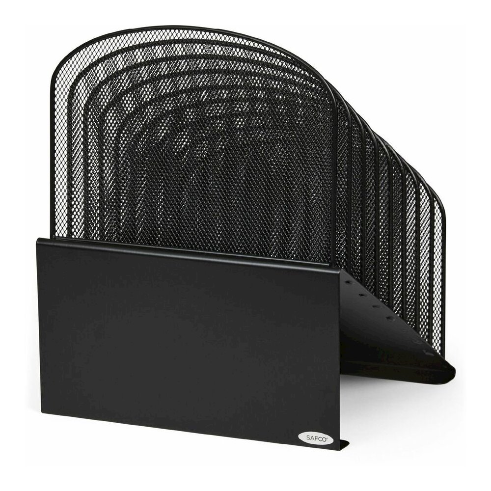 Safco Onyx Wire Mesh Desktop Organizer - 8 Compartment(s) - Compartment Size : 1" - 14" Height x 11.75" Width x 10.75" Depth - Desktop - Powder Coated - Black - Steel - 1 Each. Picture 12