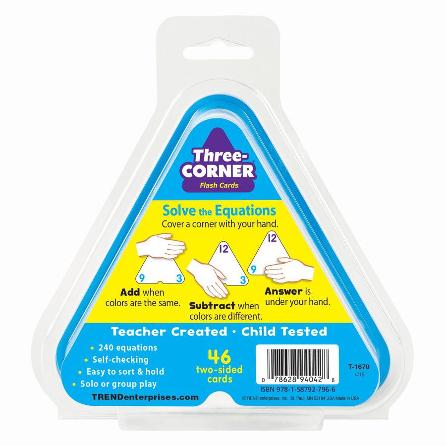 Trend Three-Corner Add/Subtract Flash Card Set - Educational - 1 / Set. Picture 6