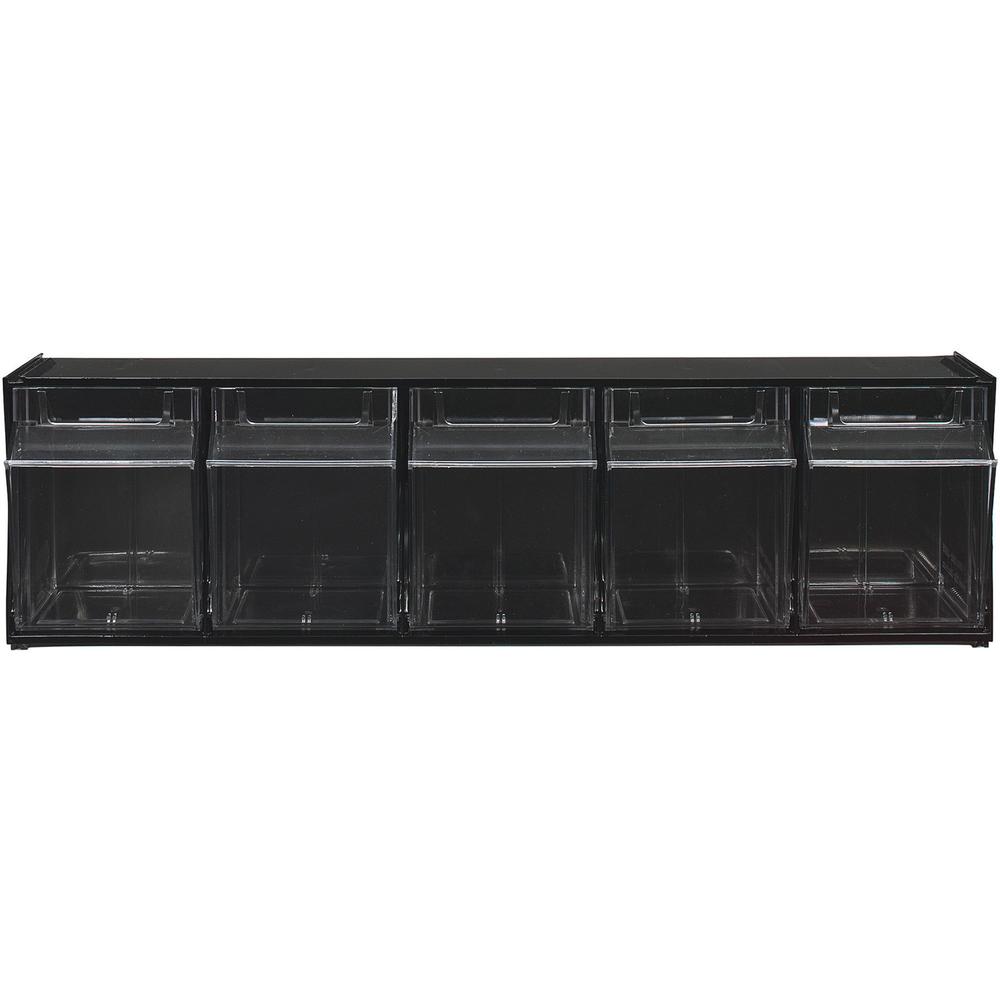 Deflecto Tilt Bin Interlocking Multi-Bin Storage Organizer - 5 Compartment(s) - 6.5" Height x 23.6" Width x 5.3" Depth - Interlockable - Black - Plastic - 1 Each. Picture 6