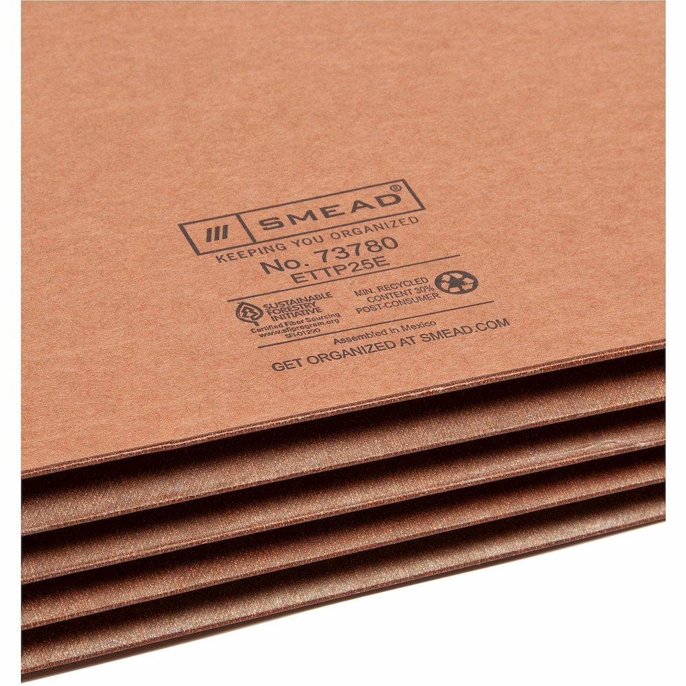 Smead TUFF Straight Tab Cut Letter Recycled File Pocket - 8 1/2" x 11" - 3 1/2" Expansion - 2 Plys - Redrope - Rip Resistant, Tear Resistant, Reinforced Tab, Heavyweight Cover - 30% Recycled - 10 / Bo. Picture 9