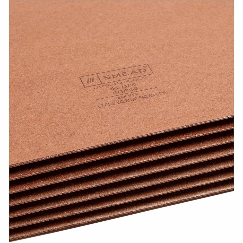 Smead TUFF Straight Tab Cut Letter Recycled File Pocket - 8 1/2" x 11" - 5 1/4" Expansion - 16.5 pt. - 2 Plys - Redrope - Rip Resistant, Tear Resistant, Reinforced Tab, Heavyweight Cover - 30% Recycle. Picture 7