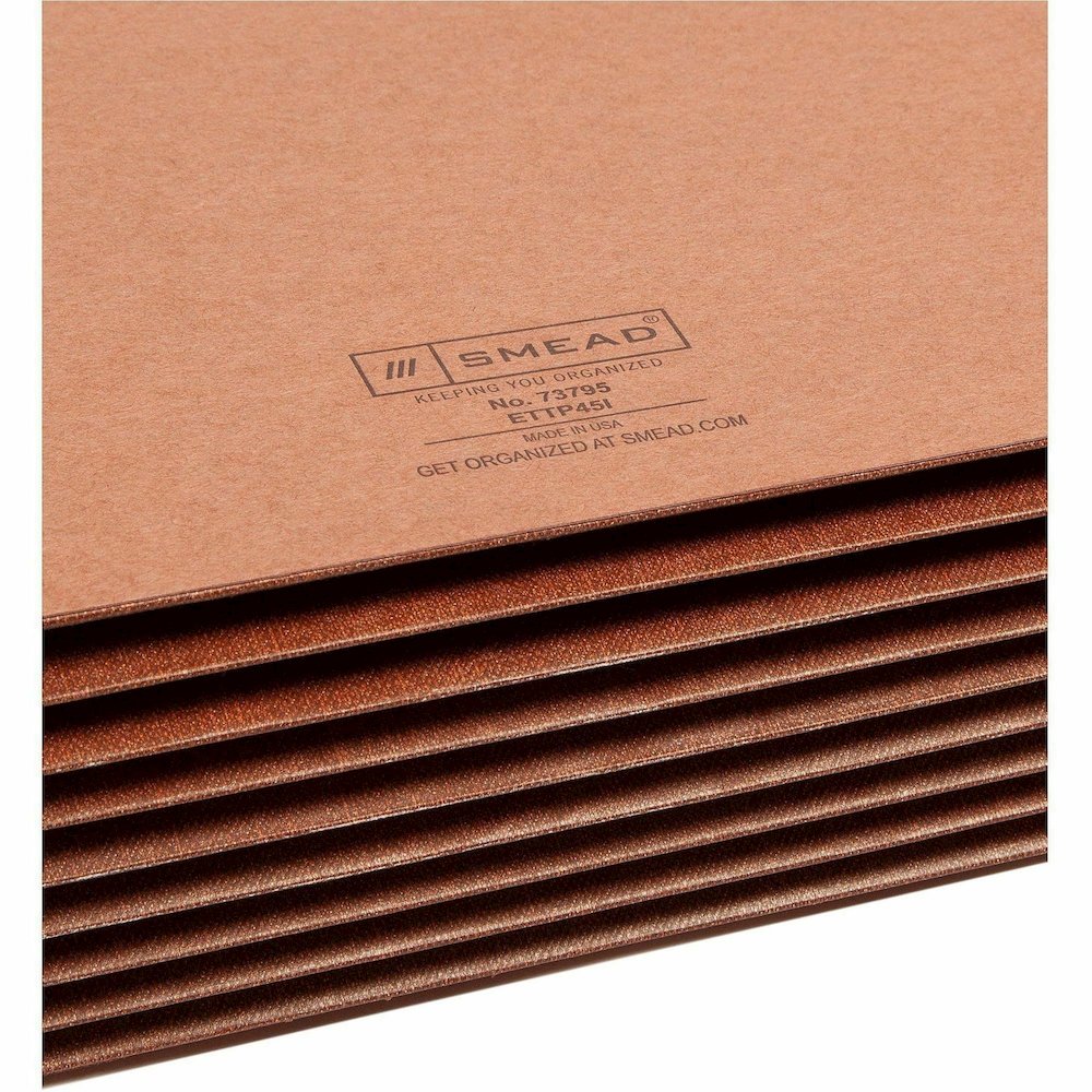 Smead TUFF Straight Tab Cut Letter Recycled File Pocket - 8 1/2" x 11" - 7" Expansion - 16.5 pt. - 2 Plys - Redrope - Rip Resistant, Tear Resistant, Reinforced Tab, Heavyweight Cover - 30% Recycled - . Picture 8
