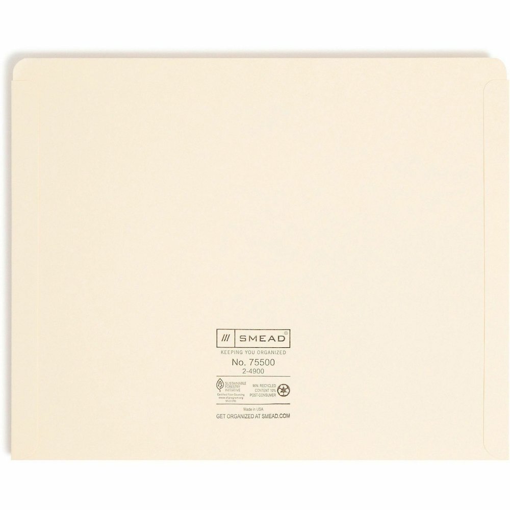 Smead Straight Tab Cut Letter Yes File Jacket - 8 1/2" x 11" - 11 pt. - 2 Plys - Manila - Reinforced, Slip Resistant - 10% Recycled - 100 / Box. Picture 9