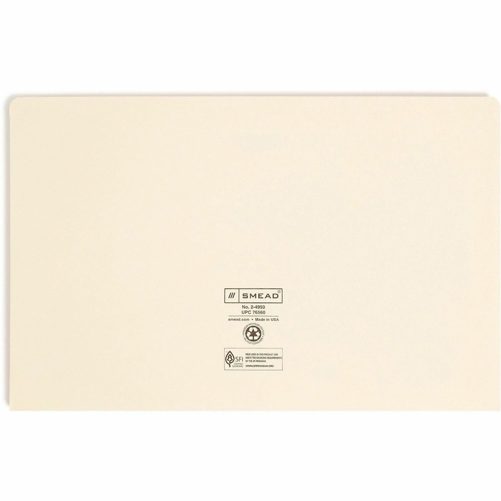 Smead Legal Recycled File Jacket - 8 1/2" x 14" - 2" Expansion - 11 pt. - 2 Plys - Manila - Reinforced, Slip Resistant - 10% Recycled - 50 / Box. Picture 9