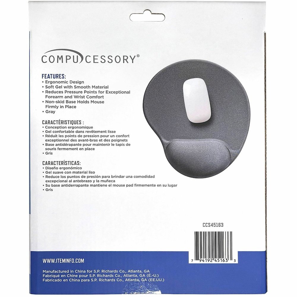Compucessory Gel Mouse Pads - 9" Height x 10" Width x 1" Depth - Gray - Gel - 1 Each. Picture 6