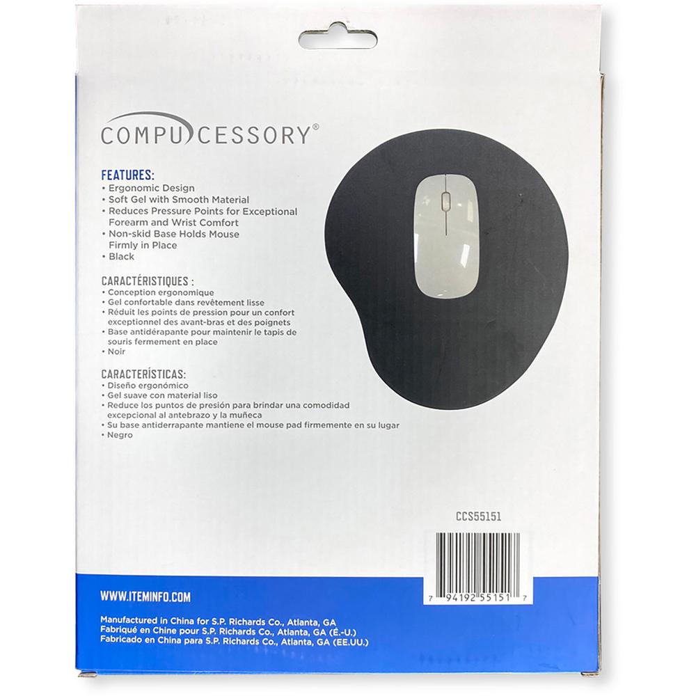 Compucessory Gel Mouse Pads - 9" Height x 10" Width x 1" Depth - Black - Gel - 1 Each. Picture 5