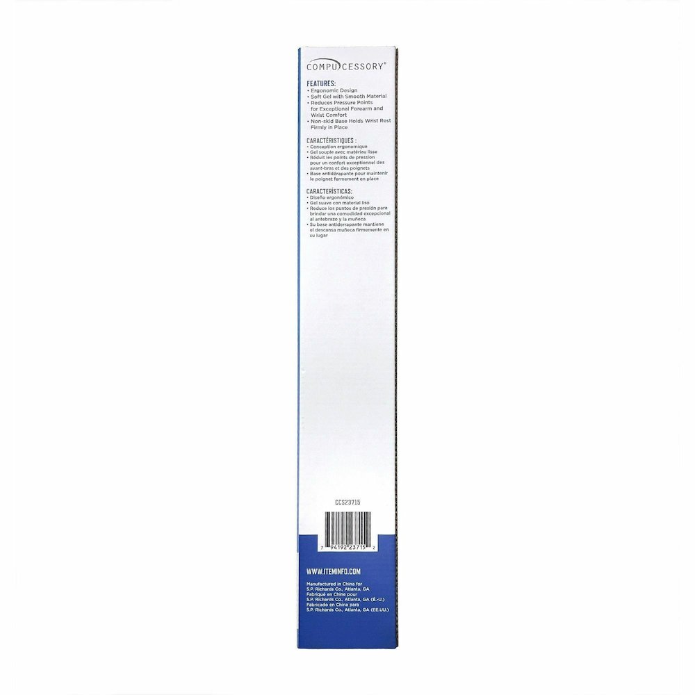 Compucessory Gel Keyboard Wrist Rest Pads - 19" Height x 2.87" Width x 0.75" Depth - Blue - 1 Each. Picture 7