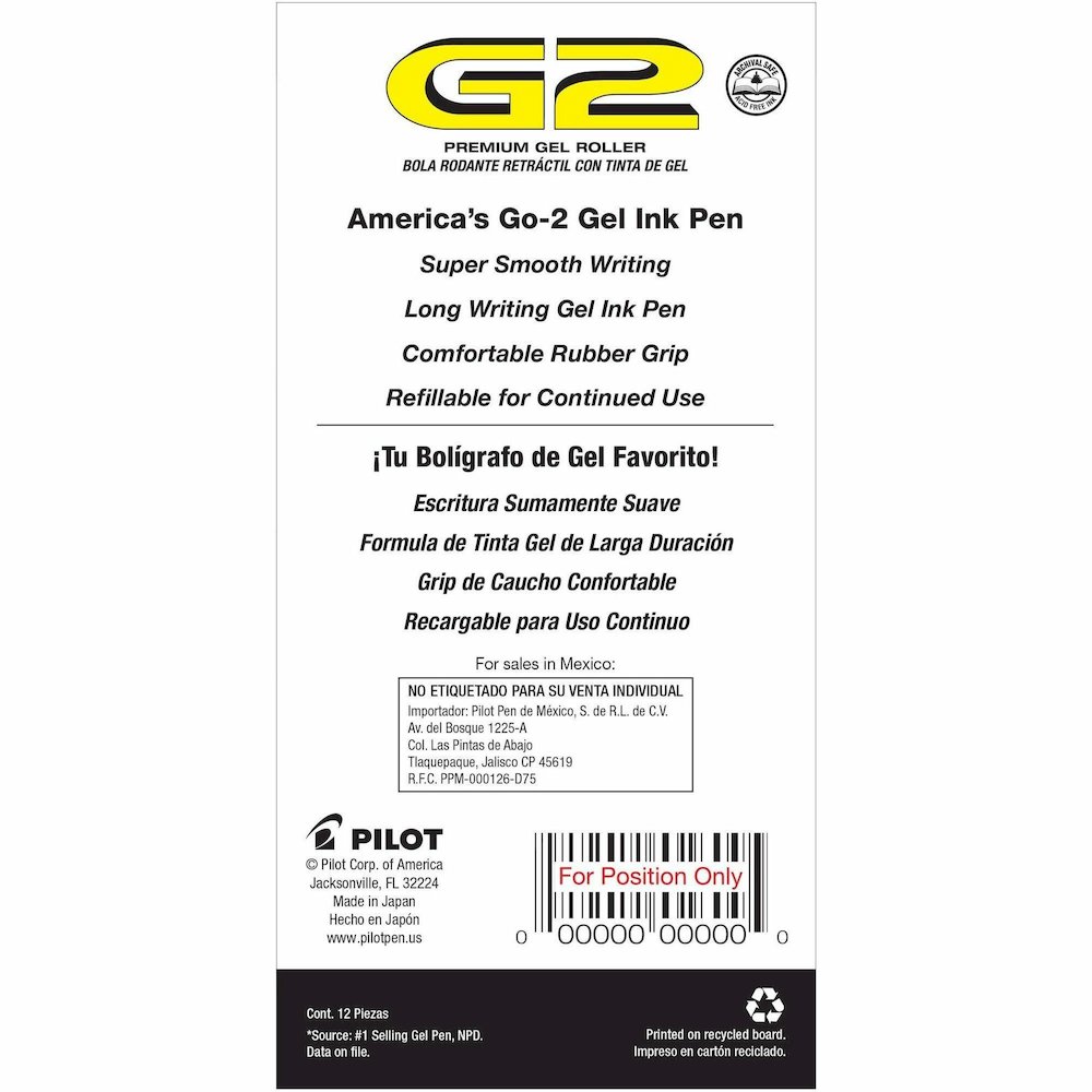 G2 Premium Gel Ink Retractable Pens - Refillable - Retractable - Black Ink - Gel-based - Black Barrel - 1 Dozen. Picture 9