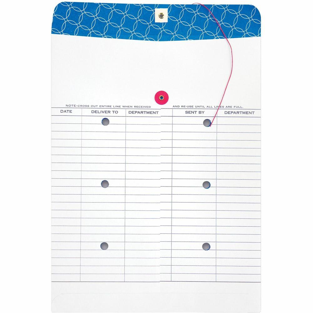 Quality Park 10 x 13 Treated Inter-Departmental Envelopes - Inter-department - #13 1/2 - 10" Width x 13" Length - 28 lb - String/Button - White - 100 / Box. Picture 4