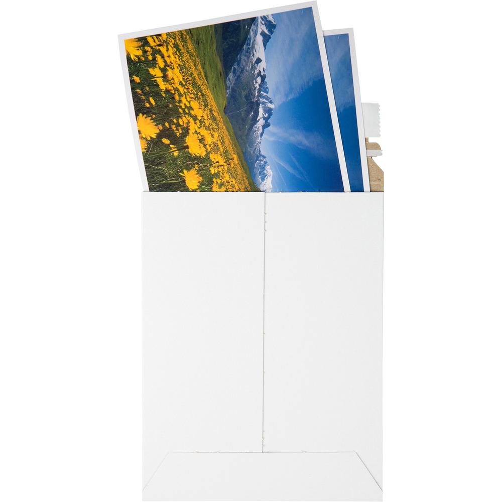Quality Park Sturdy Fiberboard Photo Mailers - Board - 6" Width x 8" Length - Self-sealing - Fiberboard - 25 / Box - White. Picture 2