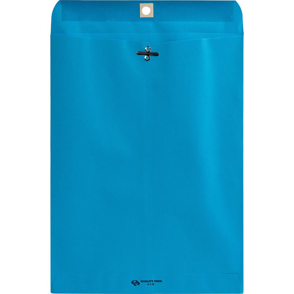 Quality Park 9 x 12 Clasp Envelopes with Deeply Gummed Flaps - Clasp - #90 - 9" Width x 12" Length - 28 lb - Clasp - Wove - 10 / Pack - Blue. Picture 5